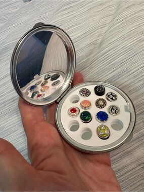 Kameleon Collector Lot: 14-Slot Case & 10 Sterling Silver JewelPops (Retired)